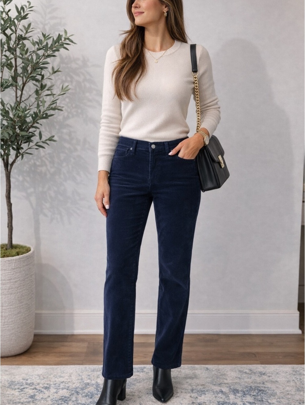 Banana Republic Corduroy Navy Blue Straight Classic Preppy Pants Size 25